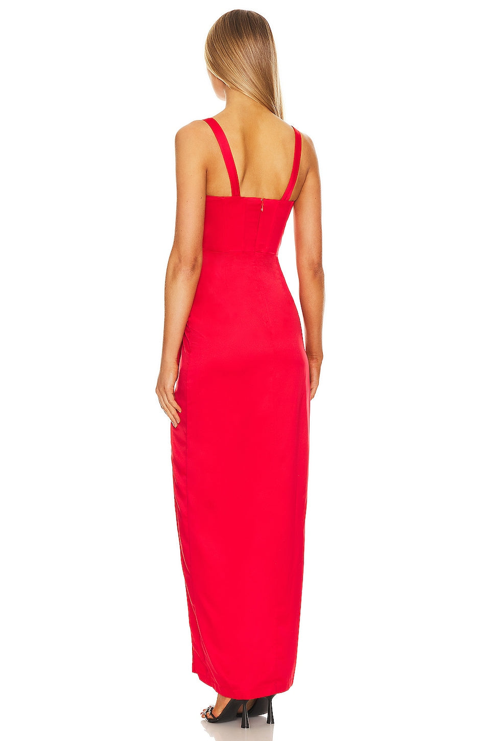 Long Dress with Crossed Neckline and Straps