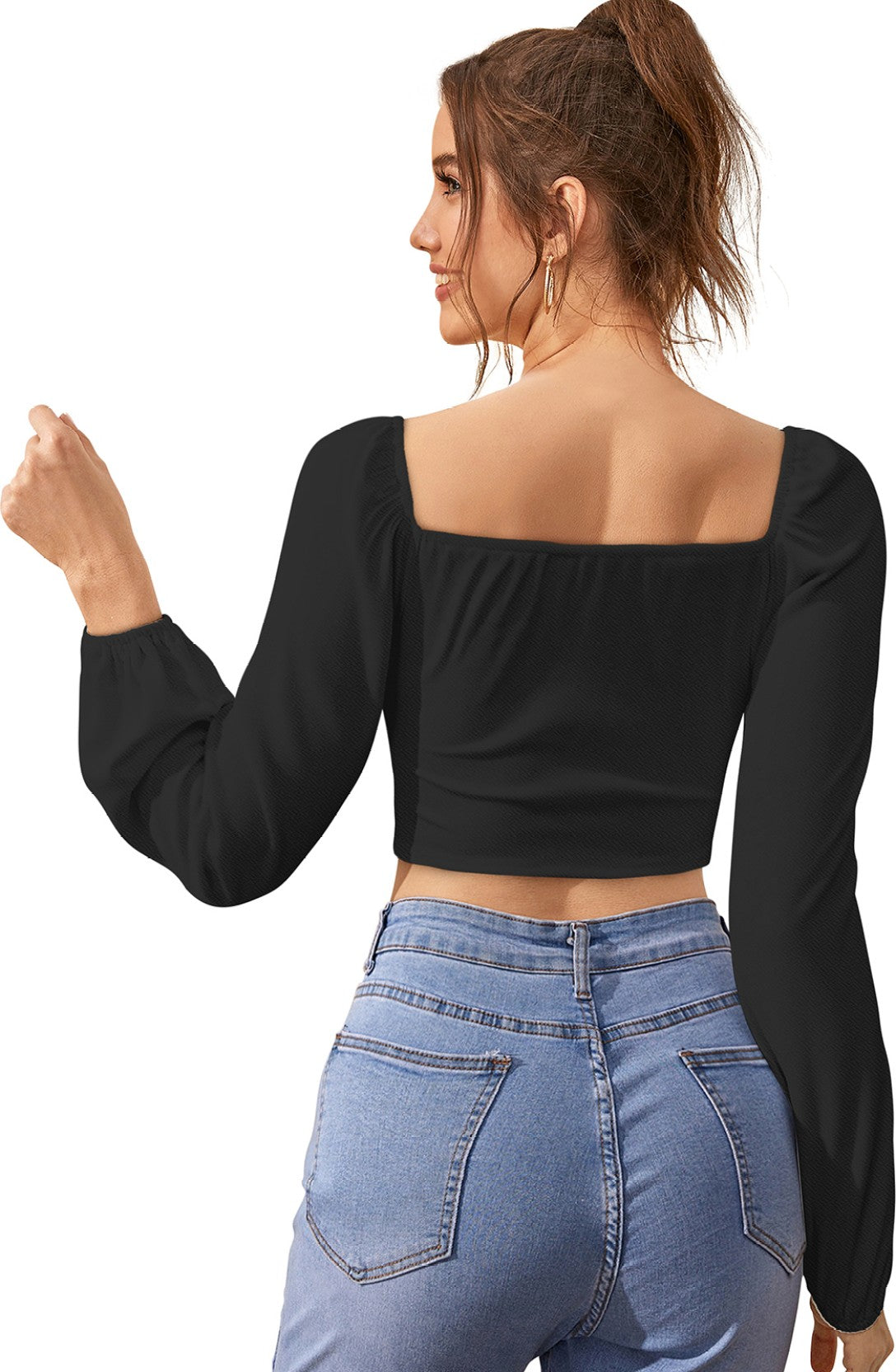 Women Black Full Sleeve Top
