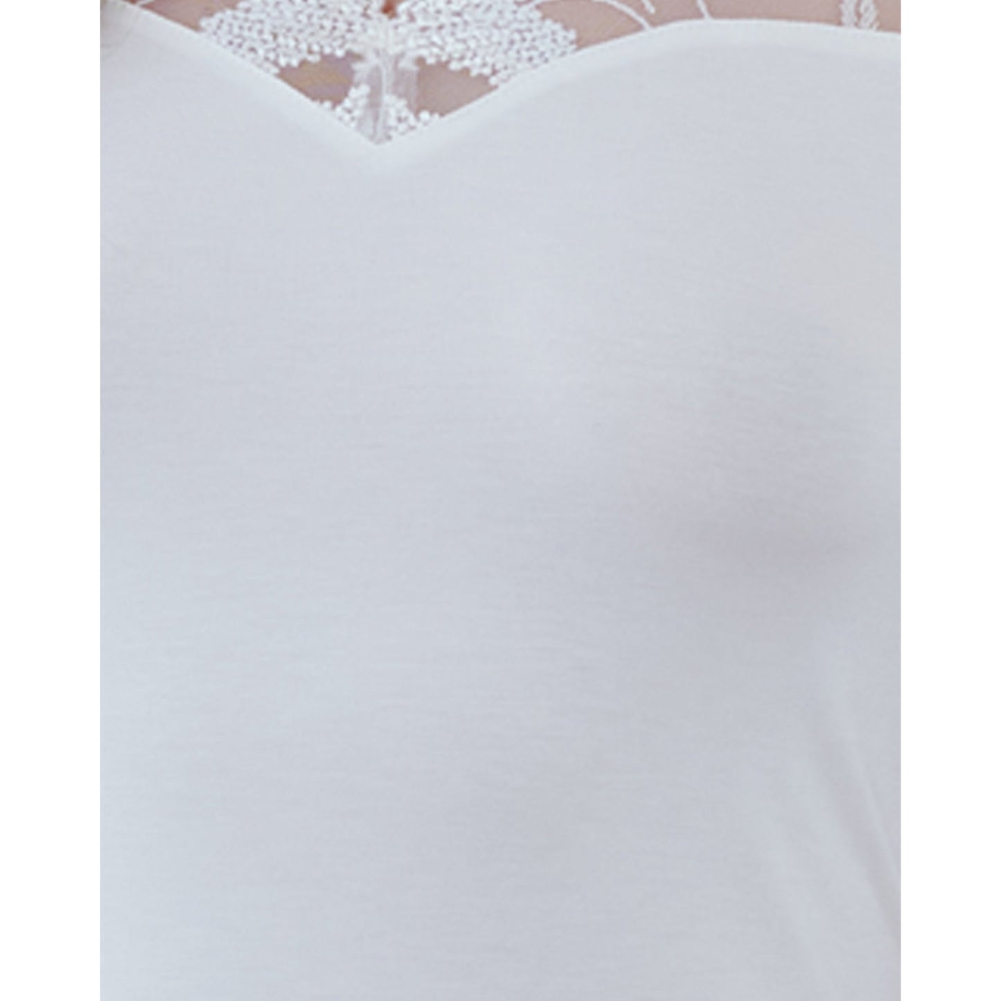 Women white short nightgown with viscose lace trim