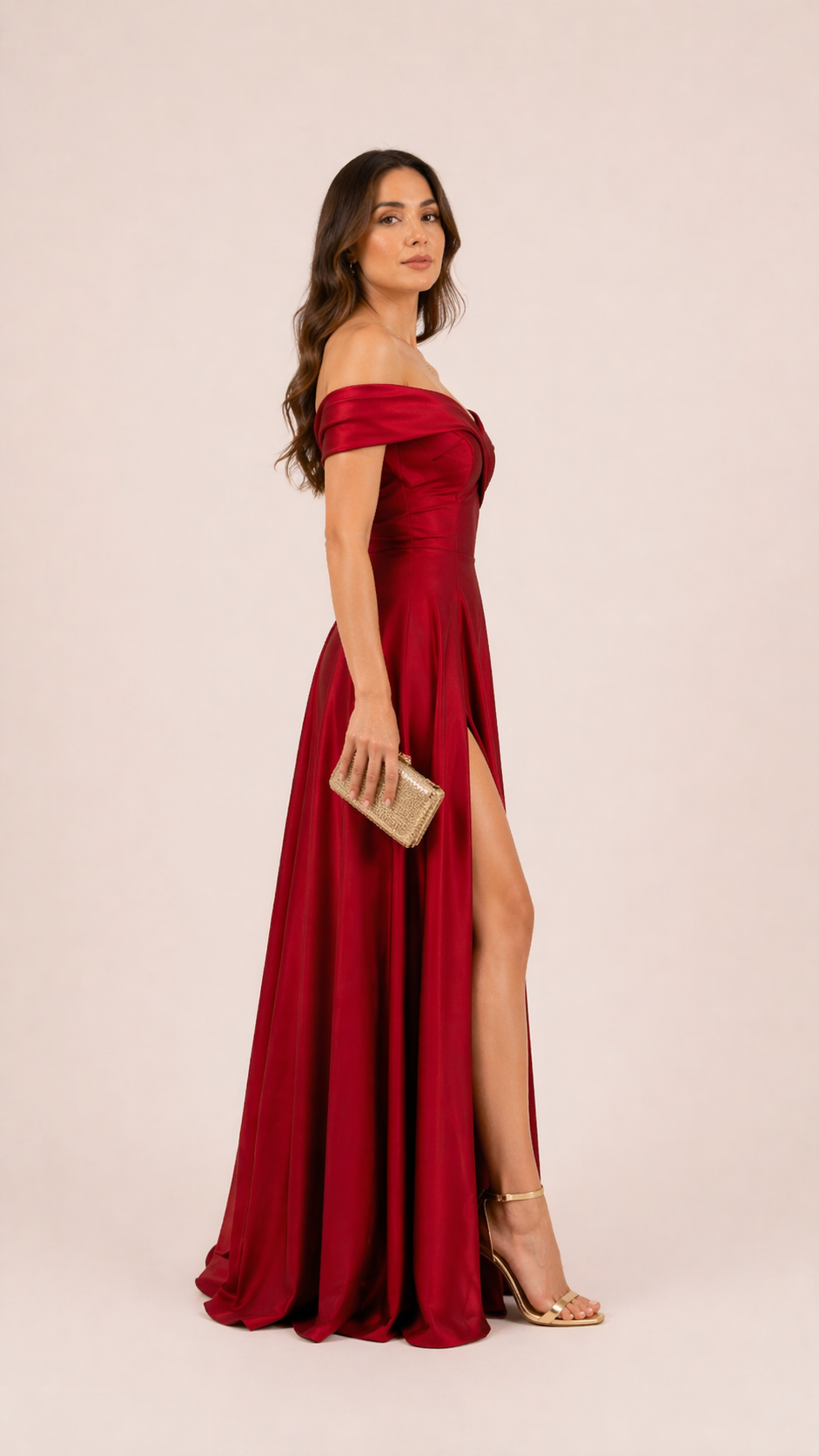 Scarlet Grace Off-Shoulder Gown