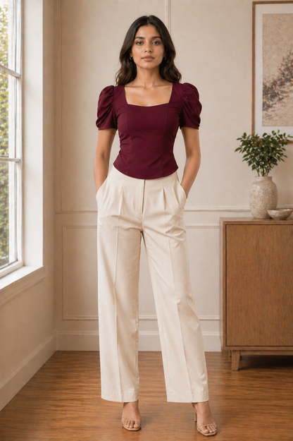 Chic Puff Sleeve Tailored Top