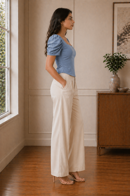 Chic Puff Sleeve Tailored Top
