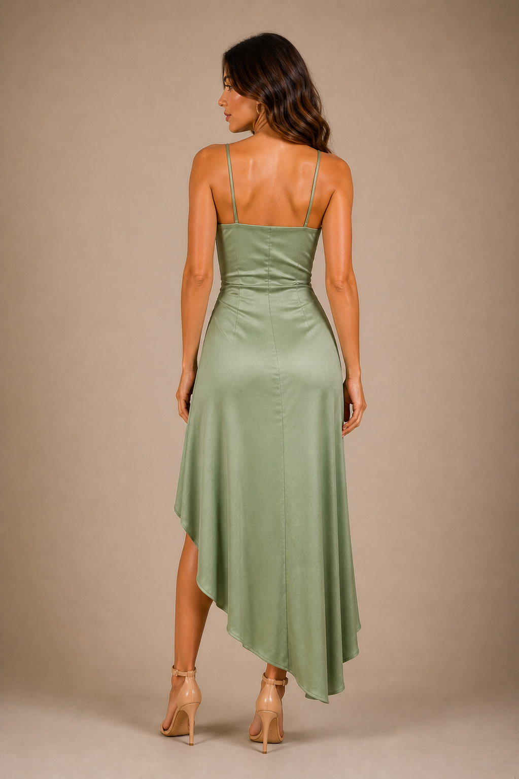 Elegant Sage Wrap Midi Dress
