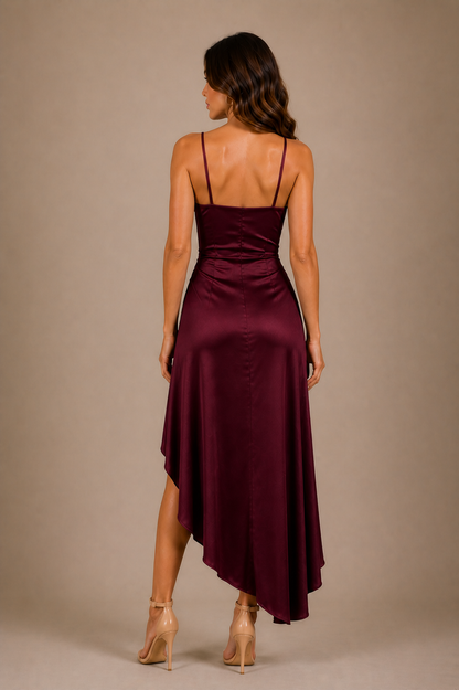 Chic Draped Midi Dress with Slit