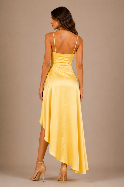 Chic Draped Midi Dress with Slit