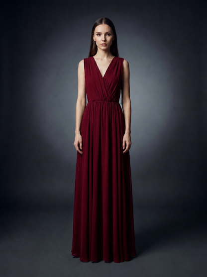 Elegant Sleeveless V-Neck Maxi Dress for Women