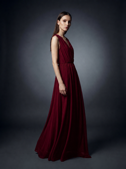 Elegant Sleeveless V-Neck Maxi Dress for Women