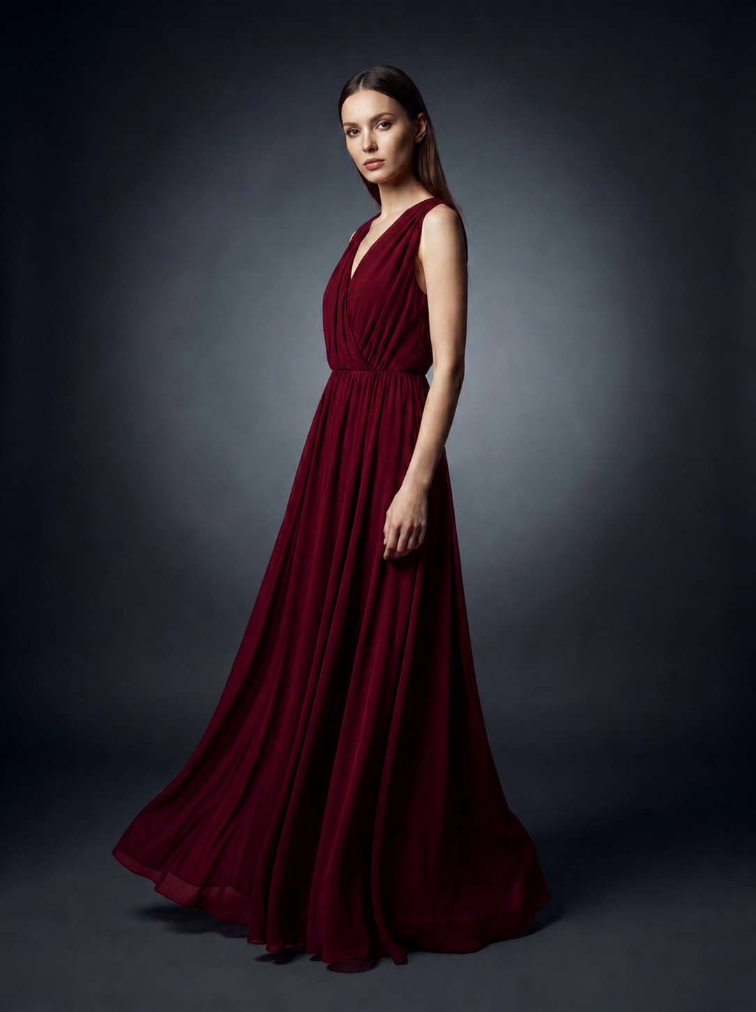 Elegant Sleeveless V-Neck Maxi Dress for Women