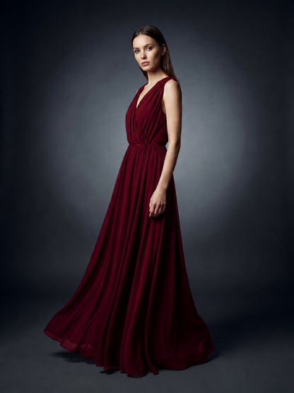 Elegant Sleeveless V-Neck Maxi Dress for Women