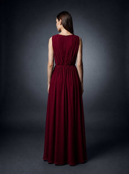 Elegant Sleeveless V-Neck Maxi Dress for Women