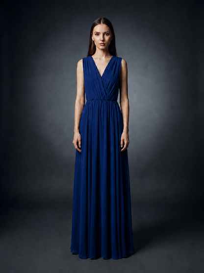 Elegant Sleeveless V-Neck Maxi Dress for Women
