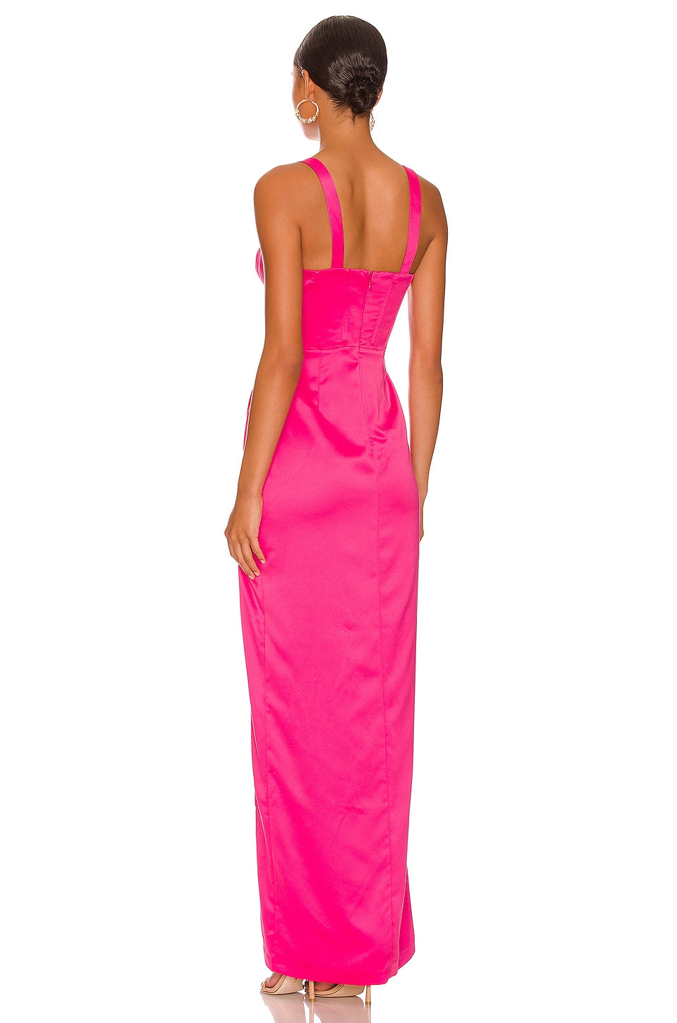 Long Dress with Crossed Neckline and Straps with Opening