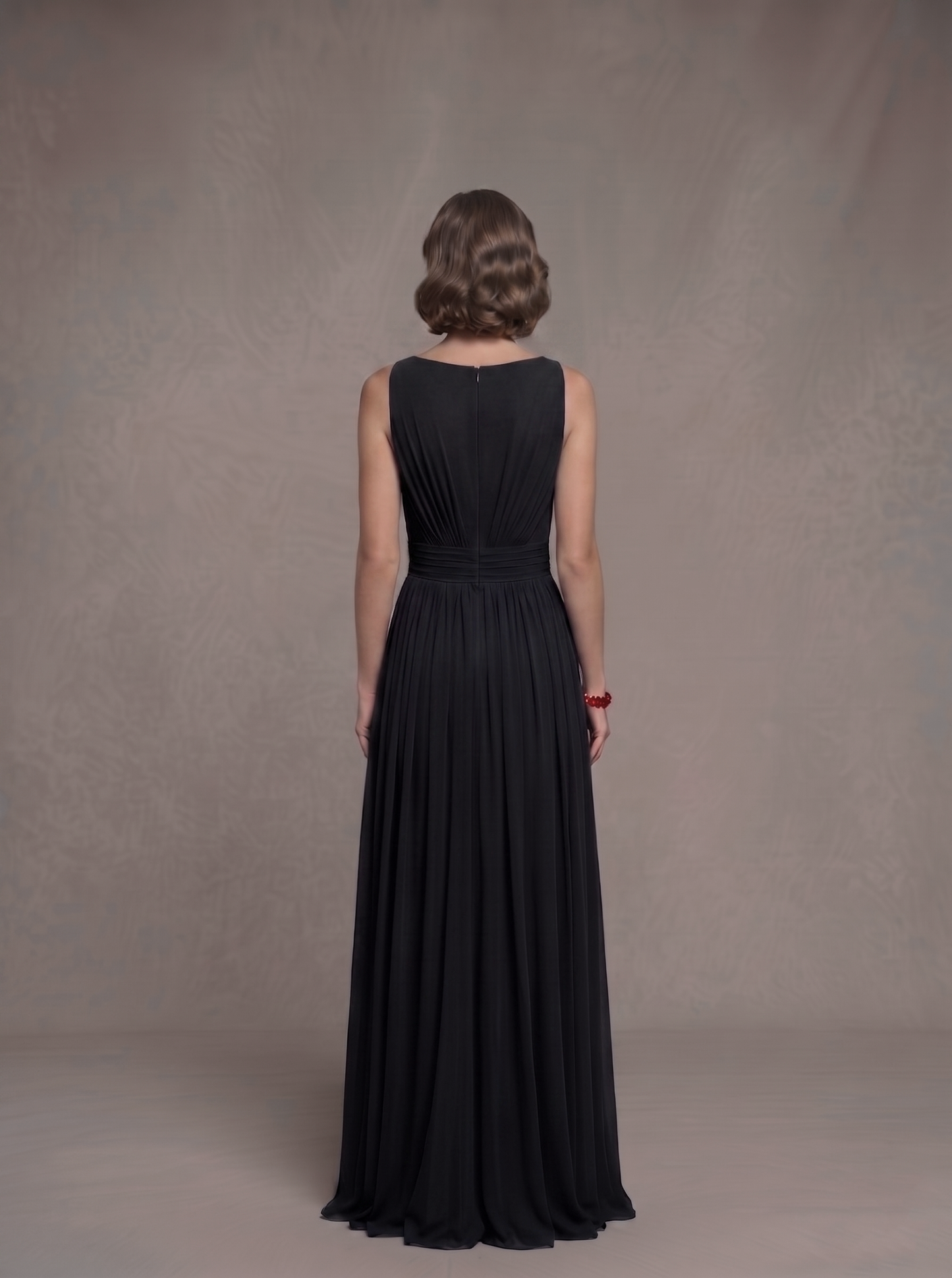 Sleeveless Pleated Gown