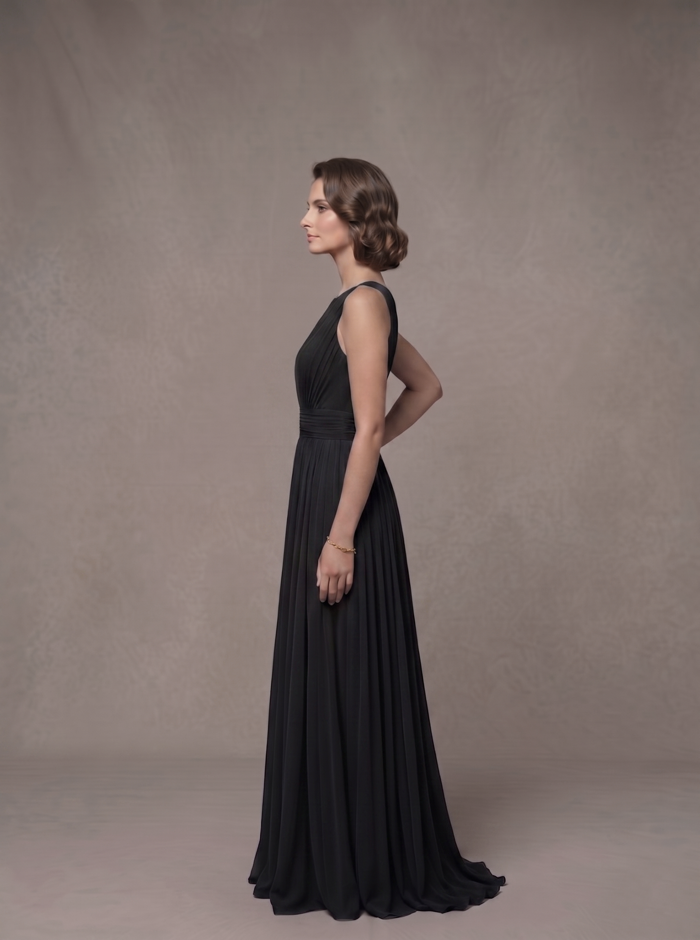 Sleeveless Pleated Gown