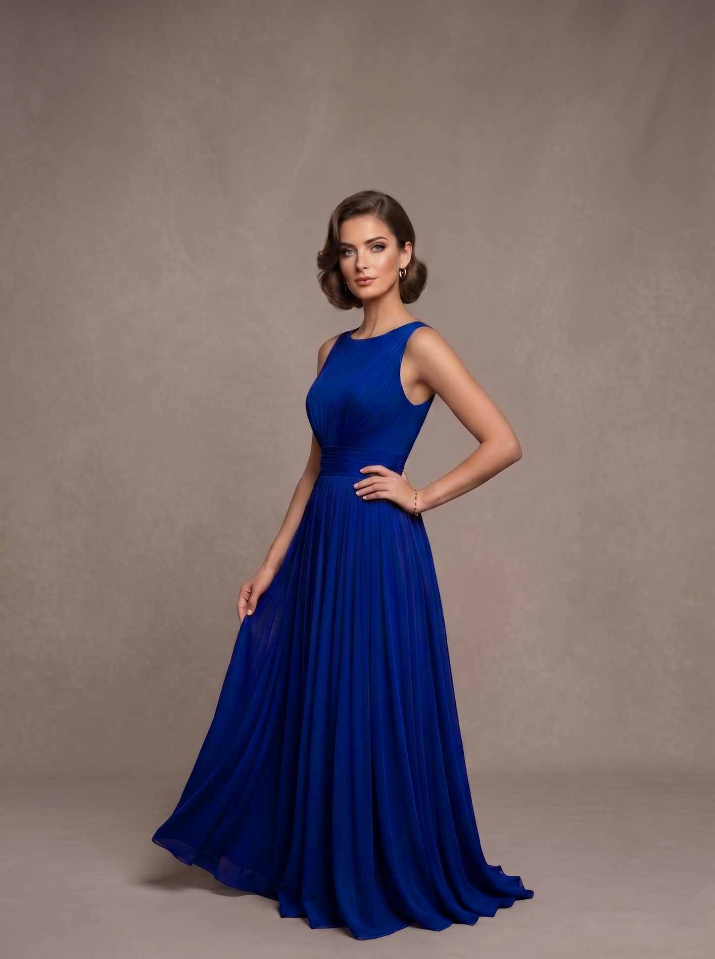 Sleeveless Pleated Gown