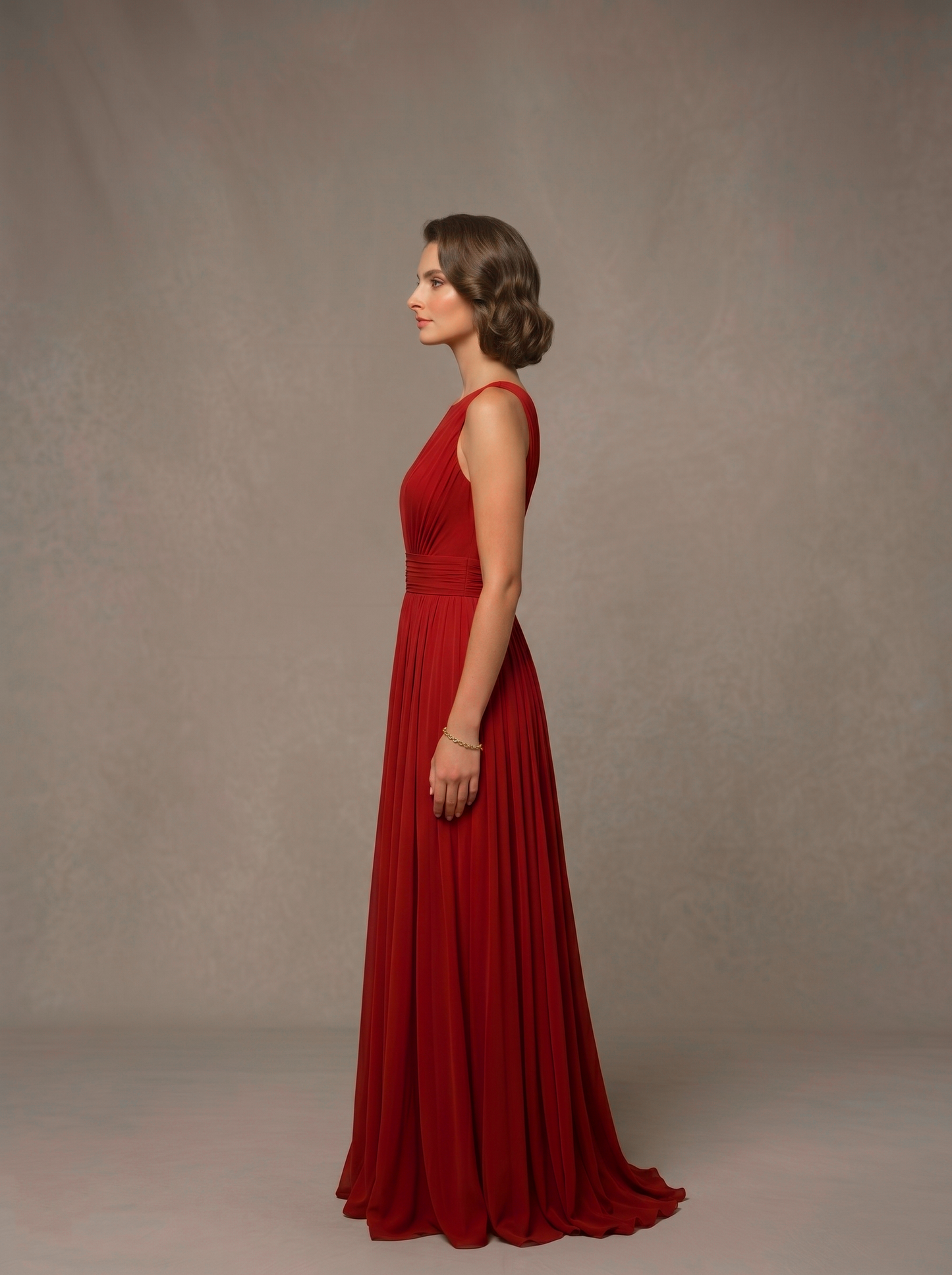 Sleeveless Pleated Gown