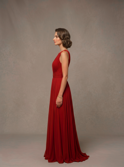 Sleeveless Pleated Gown