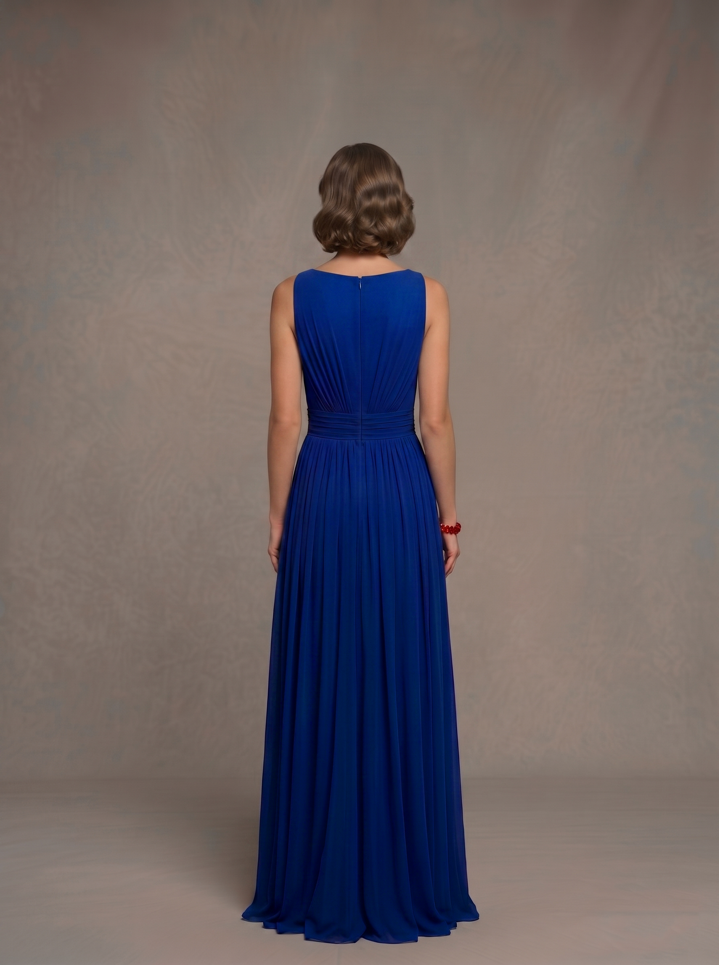 Sleeveless Pleated Gown