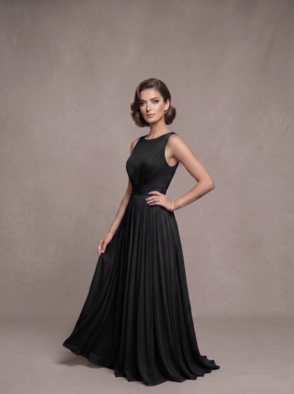 Sleeveless Pleated Gown