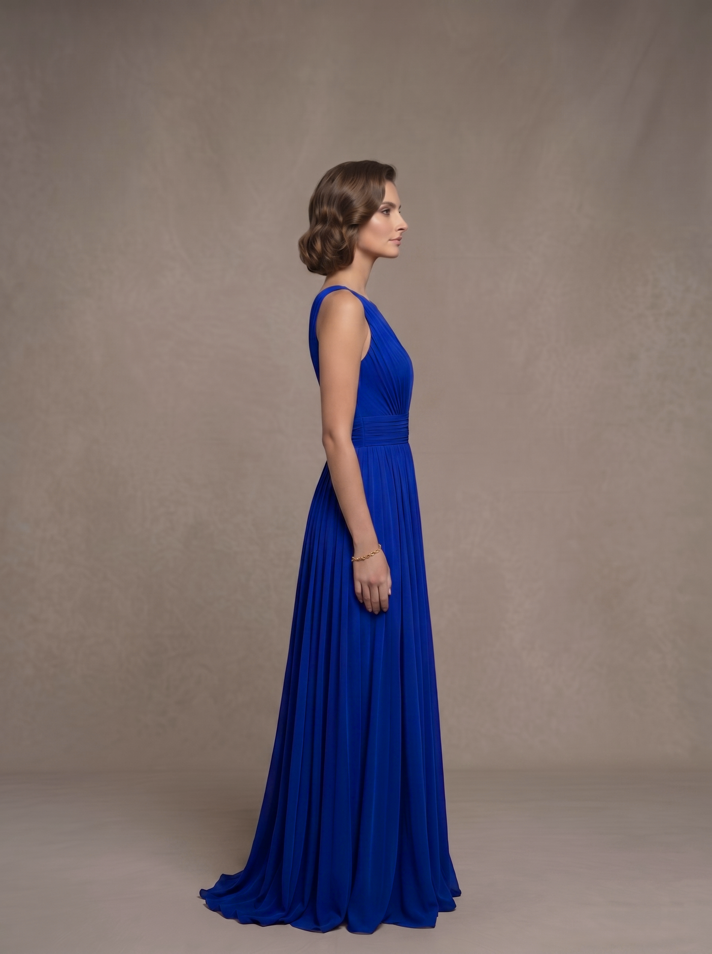 Sleeveless Pleated Gown