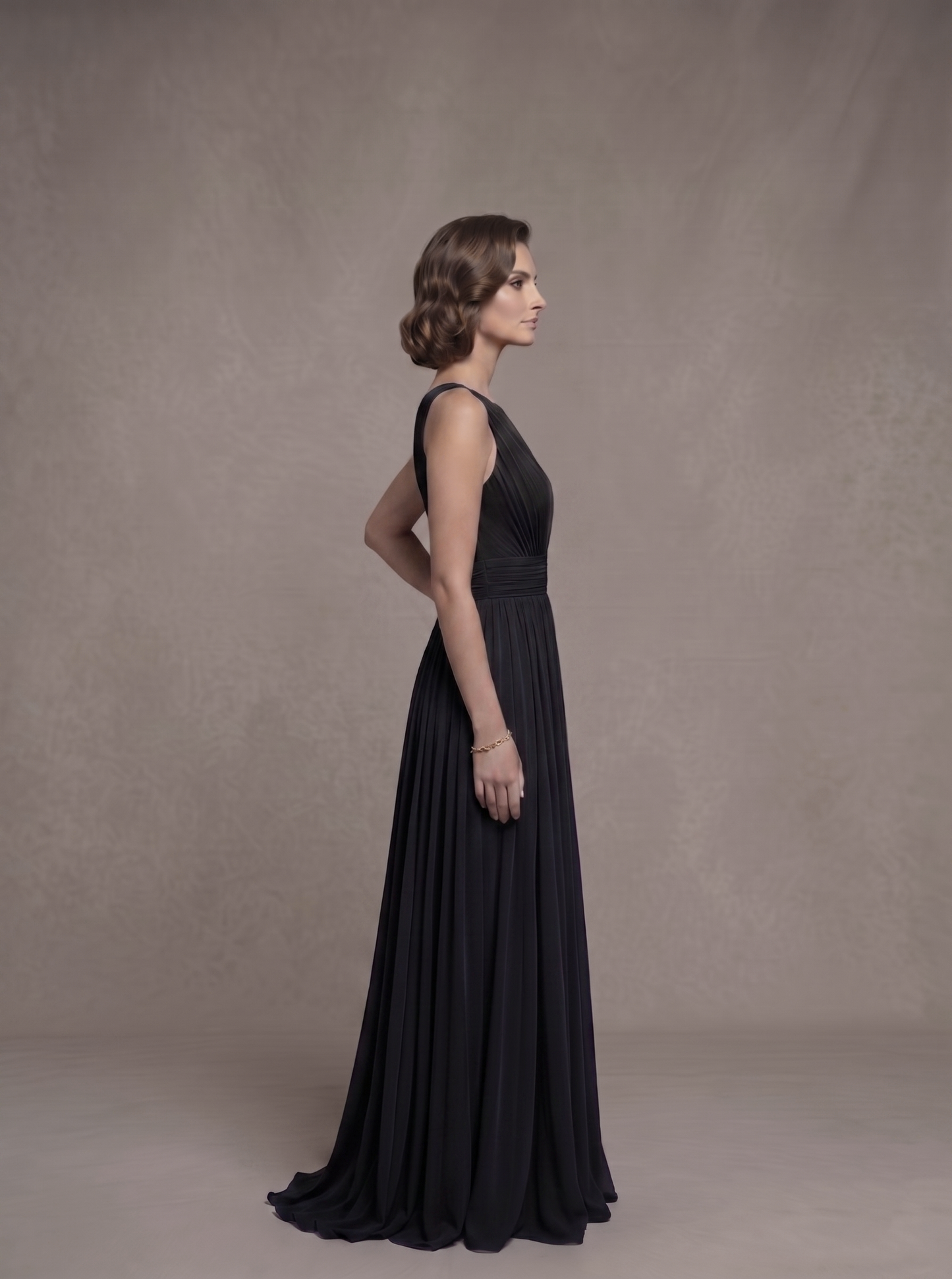 Sleeveless Pleated Gown