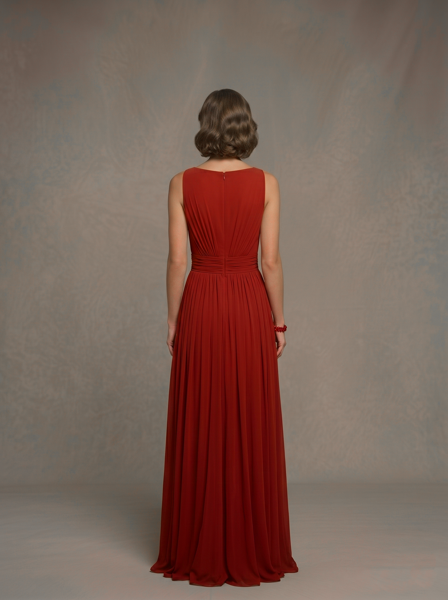 Sleeveless Pleated Gown