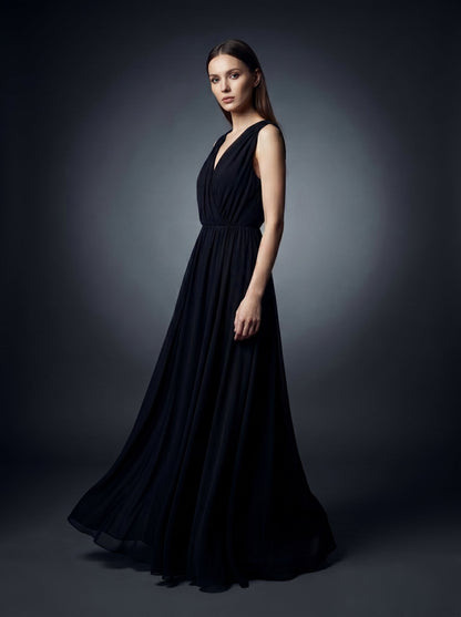 Elegant Sleeveless V-Neck Maxi Dress for Women