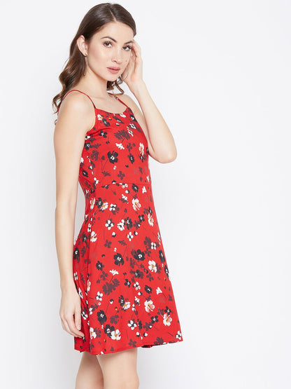 Floral Printed Fit & Flare Mini Dress